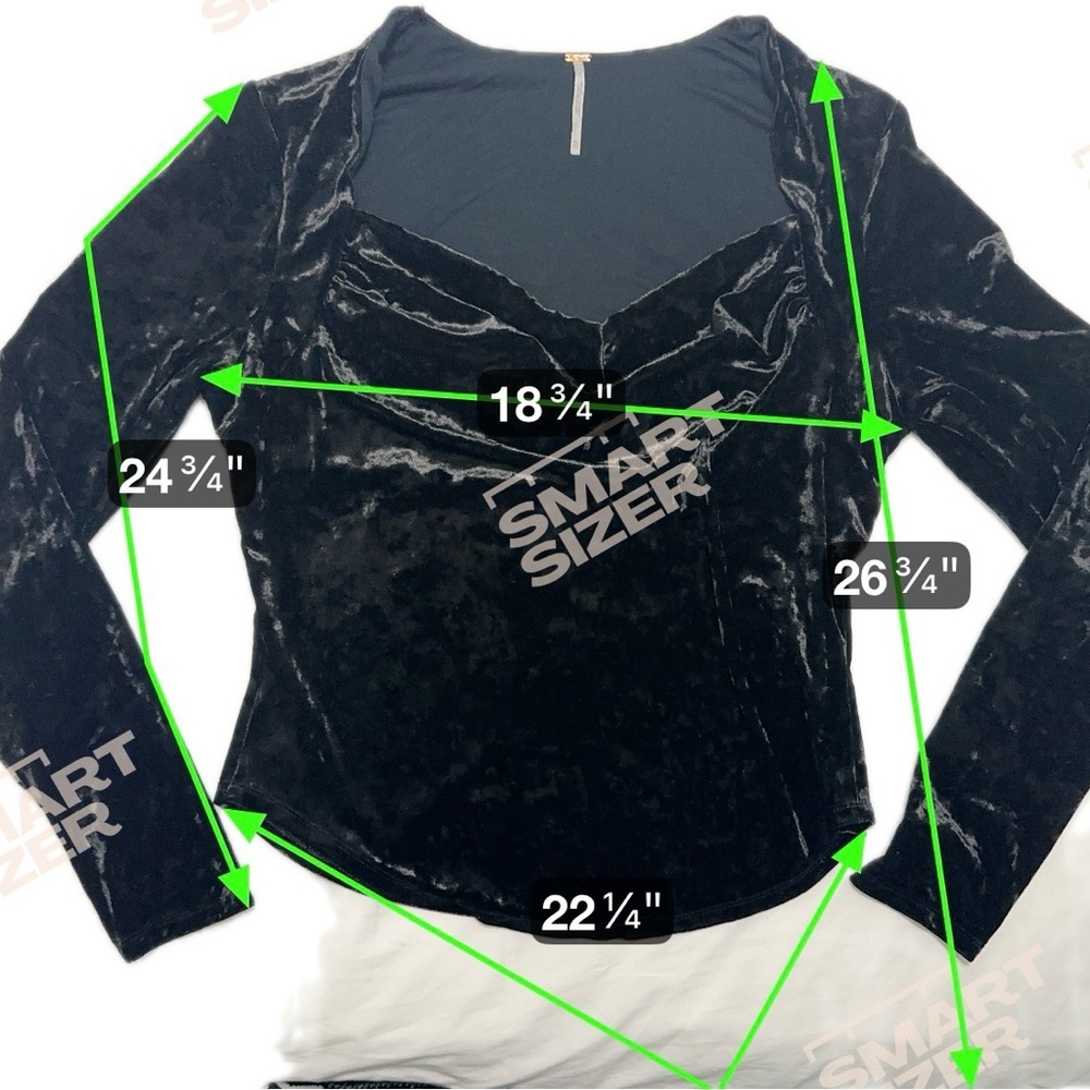 Free People Black Velvet Long Sleeve Top Cowl Neck Rounded Hem Size XL - Picture 3 of 8